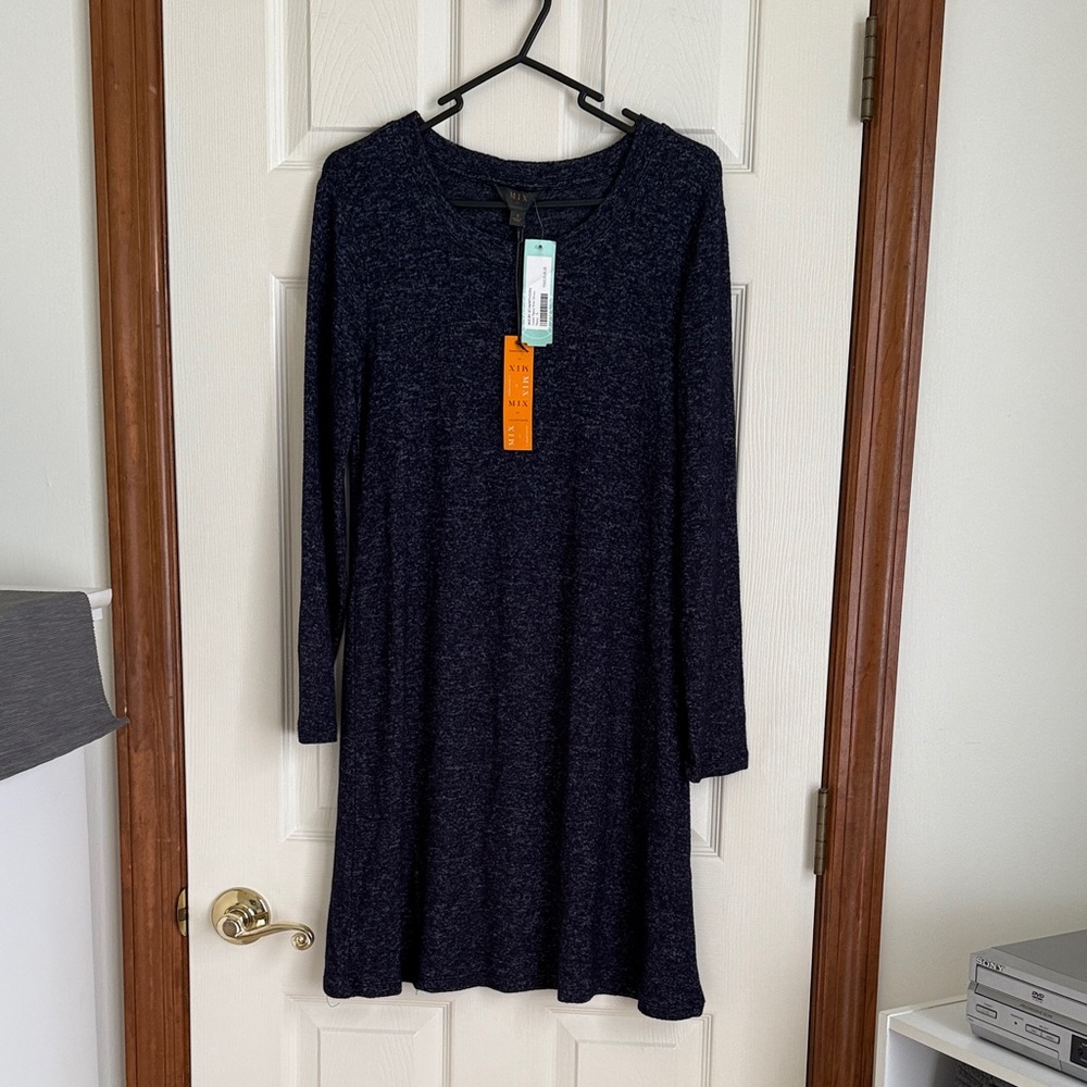 Chic Long Sleeve Navy Dress